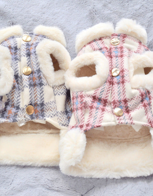 Load image into Gallery viewer, Dog clothing with warmth and plush that can be pulled vest teddy bear small dog cat pet clothing
