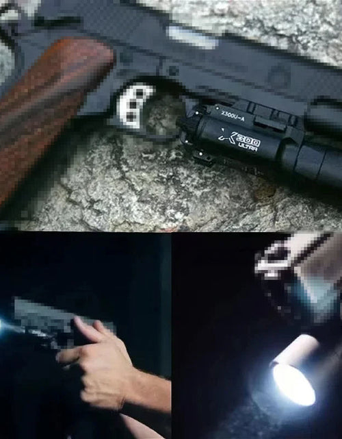 Load image into Gallery viewer, Tactica Flashlight X300-B/X300U-B/XU35: metal pistol gun strobe LED lights for 20mm rails, ideal for airsoft and hunting.
