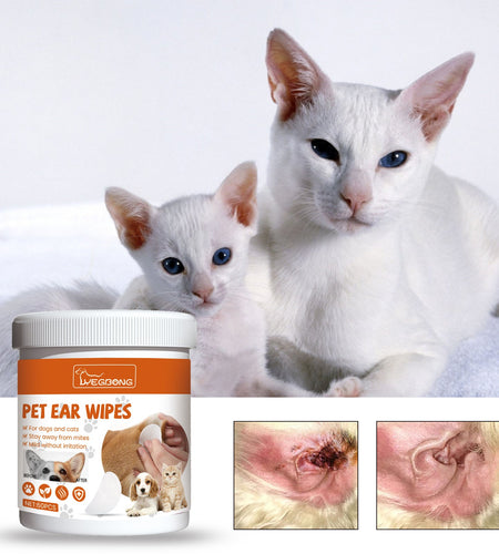 Yegbong Pet Ear Wipes, Pet Ear Cleaning Deodorizing Removing Mite And Earwax Cleaning Wipes
