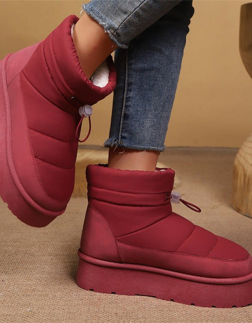 Load image into Gallery viewer, Women’s Fleece-Lined Short Boots – Warm Cotton Lined Winter Ankle Boots

