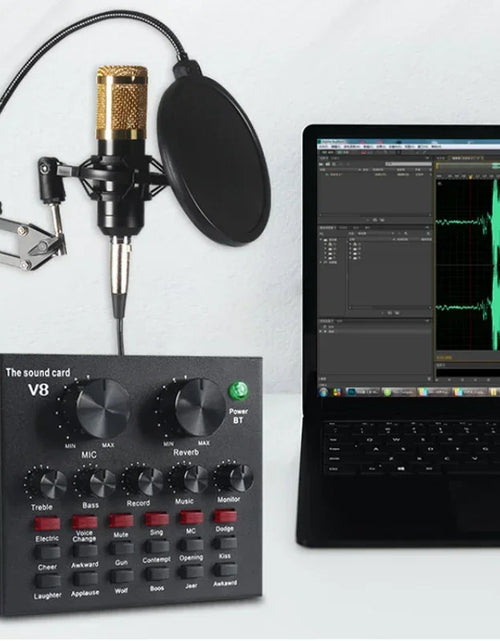 Load image into Gallery viewer, V8 Professional Sound Card Streaming Live Broadcast Podcast Recording Studio Equipment Voice Changer Audio Interface SoundCard
