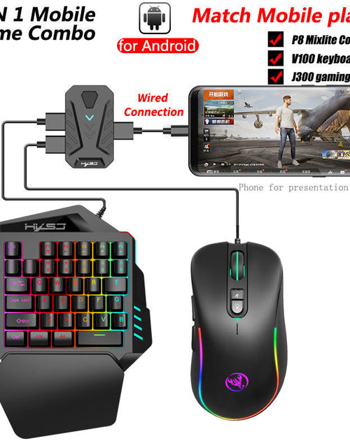 Load image into Gallery viewer, Wired Android Throne One handed Keyboard and Mouse Set Android Game PUBG Gun Converter

