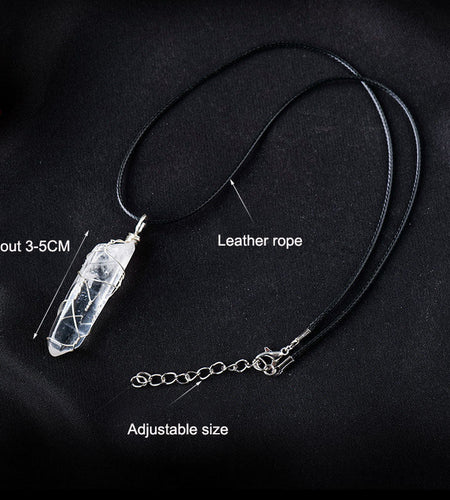White crystal winding necklace, crystal raw stone, single crystal hexagonal pillar, winding pendant