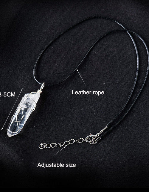 Load image into Gallery viewer, White crystal winding necklace, crystal raw stone, single crystal hexagonal pillar, winding pendant
