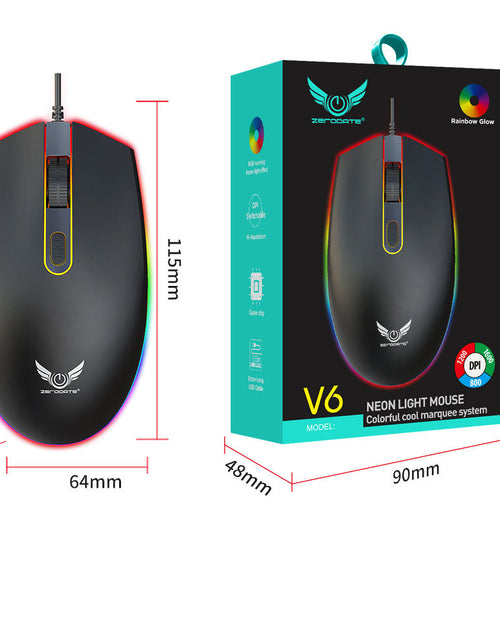 Load image into Gallery viewer, USB illuminated wired mouse, computer peripherals, e-sports games, colorful RGB scrolling light mouse
