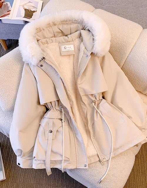 Load image into Gallery viewer, Thin down cotton jacket with fashionable and thick fur and fur integrated jacket
