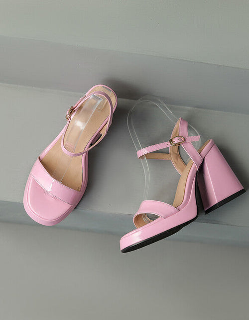 Load image into Gallery viewer, Women's Round Toe Chunky Heel Sandals – Buckle Strap Block Heel
