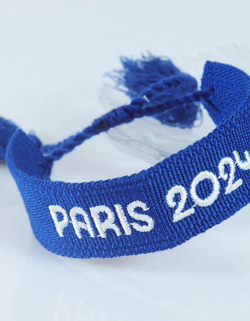 Load image into Gallery viewer, Embroidered Eiffel Tower ethnic style woven ribbon wrist strap Paris Sports Games wristband souvenir from France
