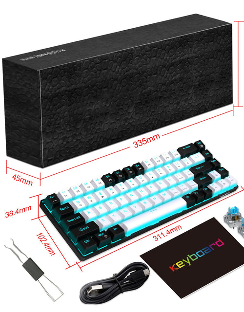 Load image into Gallery viewer, 68 keys, 60% keyboard, customized color blocked keycaps, RGB mechanical keyboard, MINI set, plug-in blue axis ice blue disc
