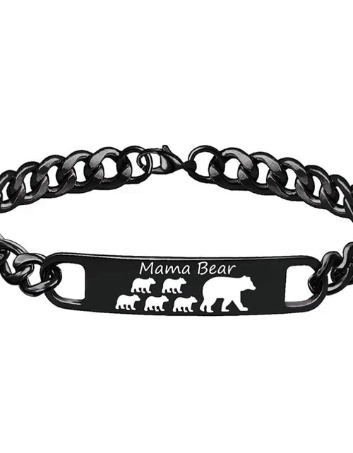 Load image into Gallery viewer, Customized 3-5 days Stainless steel Mama Bear Mother's Day gift engraved titanium steel bracelet
