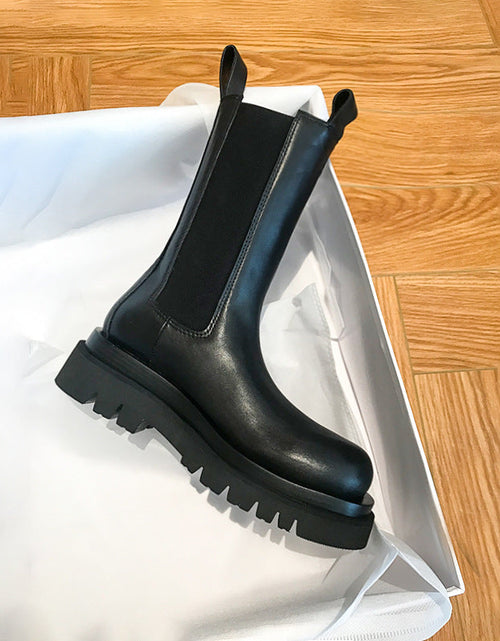 Load image into Gallery viewer, Women’s British-Style Mid-Calf Thick-Soled Leather Boots

