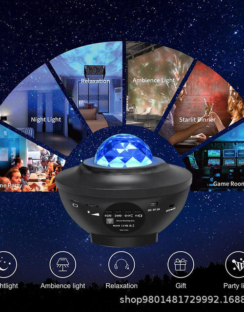 Load image into Gallery viewer, Popular Small Bowl Starry Sky Light Projection Light USB Bluetooth Music Rotating Water Ripple Starry Sky Laser Atmosphere Light
