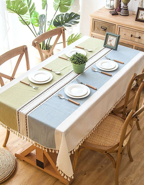 Load image into Gallery viewer, 90*90 cm Plaid Decorative Linen Tablecloth With Tassel Waterproof Oilproof Thick Rectangular Wedding Dining Table Cover Tea Table Cloth
