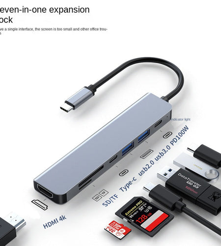 Type-C Hub with HDMI Cable for High-Definition Display, USB 3.0 Multi-Port Adapter for Computers
