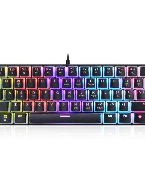 Load image into Gallery viewer, HXSJ new 61 key wired mechanical keyboard, blue axis pudding keycap, color backlit game, office and home use

