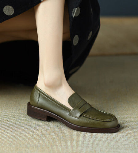 Women’s British Style Vintage Heeled Leather Shoes