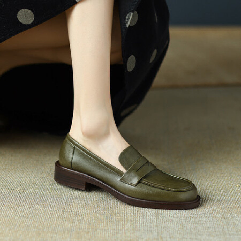 Women’s British Style Vintage Heeled Leather Shoes