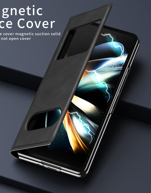 Load image into Gallery viewer, Suitable for Samsung Fold6 phone case folding FOLD5 protective case pure pigment leather 5G business full package anti drop leather case
