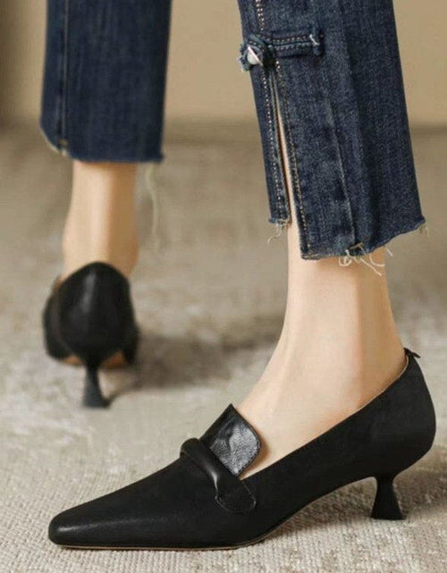 Load image into Gallery viewer, Women's Retro French Kitten Heel Mules – Pointed Toe Slip-On Shoes
