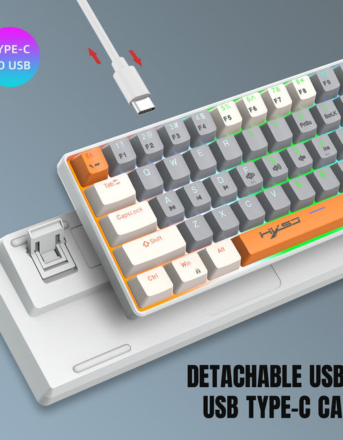 Load image into Gallery viewer, 63 key portable 60% mechanical gaming keyboard RGB backlit compact mini gaming keyboard
