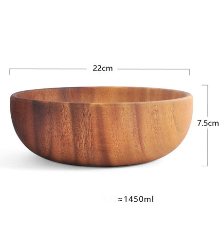 Acacia Wood Bowl Solid Wood Plate Tableware Salad Bowl Shallow Mouth Bowl