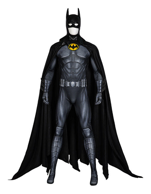 Load image into Gallery viewer, Hero Armor Outfit Michael Keaton Bruce Cosplay Costume Black Leather Jumpsuit Boots Cowl Full Set Halloween Suit Custom
