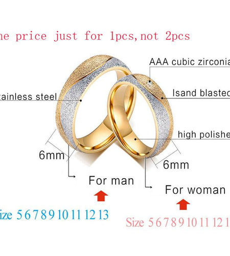 Vnox couple engagement ring for women men sand blasted