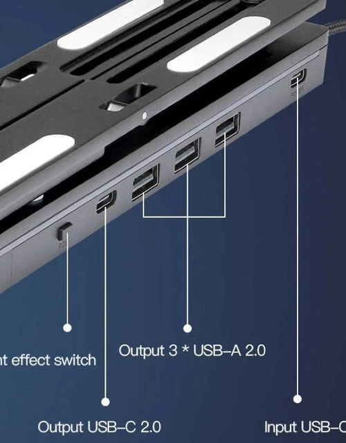 Load image into Gallery viewer, RGB Laptop Stand Adjustable 6 Gear Height Heat Dissipation USB Type-c Hub Ergonomic Notebook Holder for MacBook Tablet Phone
