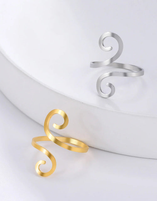 Load image into Gallery viewer, Stainless Steel Large Spiral Ring Women Gold Color Adjustable Finger Rings Minimalist Jewelry Valentine Gift New In
