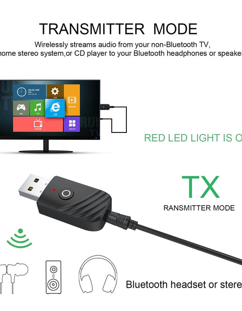 Load image into Gallery viewer, 3 in 1 Bluetooth 5.0 Adapter Car Computer TV AUX Audio Bluetooth Speaker Receiver Transmitter Adapter
