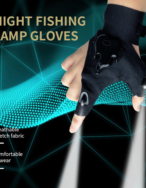 Load image into Gallery viewer, LED rechargeable fishing gloves with high elasticity, anti slip repair, lighting, luminous finger cots
