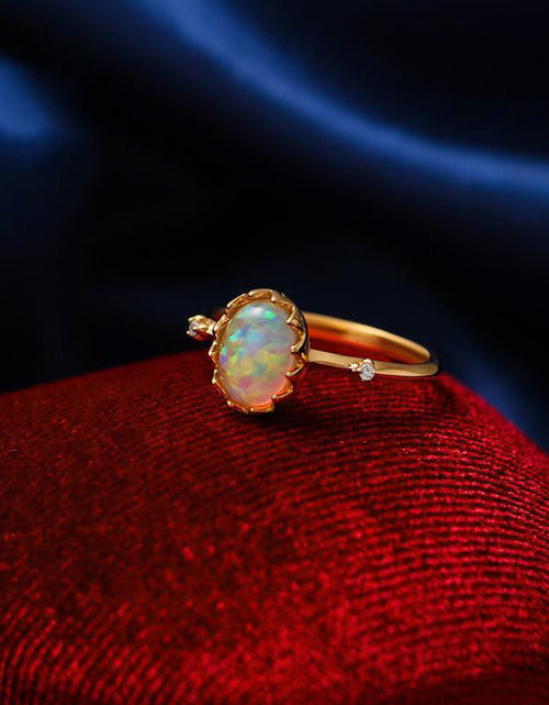 Load image into Gallery viewer, Retro imitation Opal gold-plated ring for women
