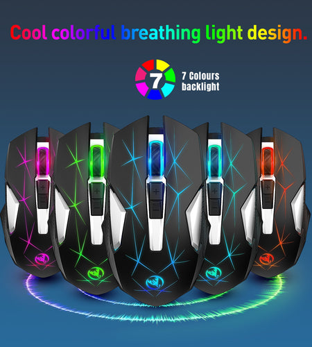 Wireless 2.4G Mouse, Home Office Business Laptop, 7-Color Colorful Backlight Mouse