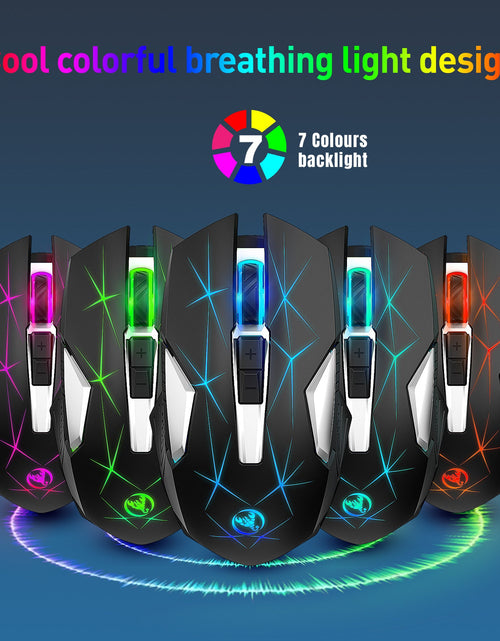 Load image into Gallery viewer, Wireless 2.4G Mouse, Home Office Business Laptop, 7-Color Colorful Backlight Mouse
