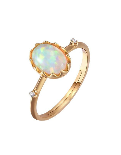 Load image into Gallery viewer, Retro imitation Opal gold-plated ring for women
