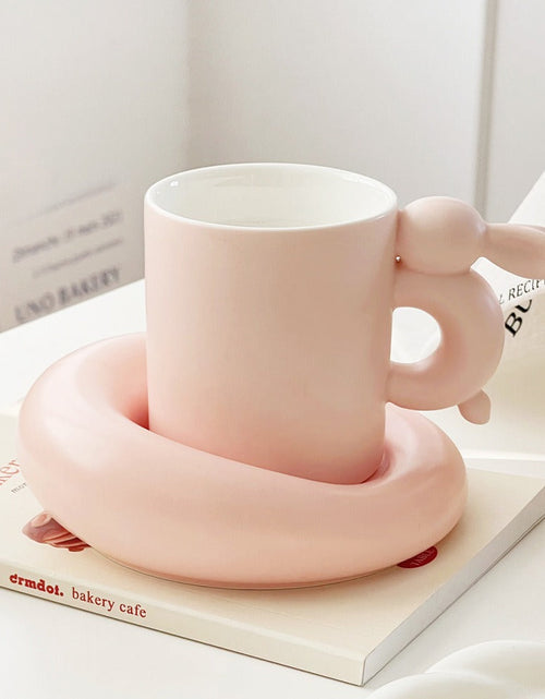 Load image into Gallery viewer, Rabbit Coffee Cup Milk Ceramic Cup And Saucer Set Design Sense Ins Niche Afternoon Tea High Value Mug
