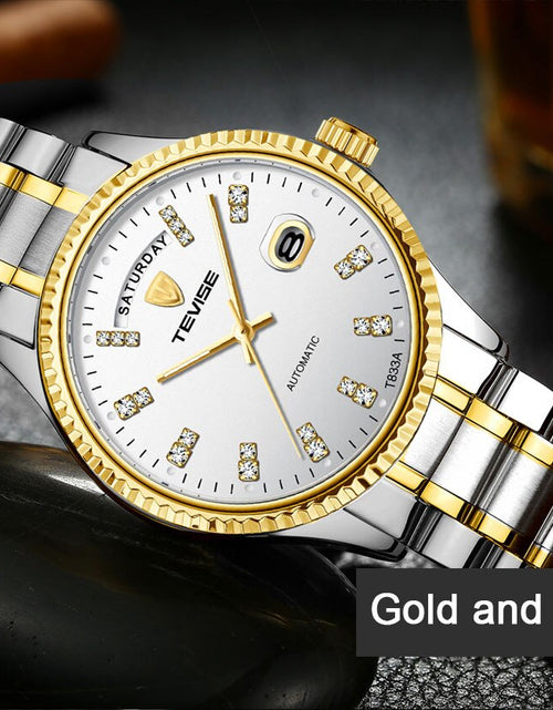 Load image into Gallery viewer, Tevise Men Luxury Golden Automatic Mechanical Watch Men Stainless steel Date Business Wristwatch Relogio Masculino
