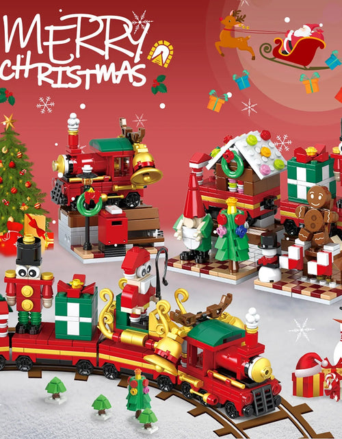 Load image into Gallery viewer, Christmas Building Blocks, 24 Days Countdown Calendars Blind Box, Christmas Trains Santa Claus Railcar Building Bricks

