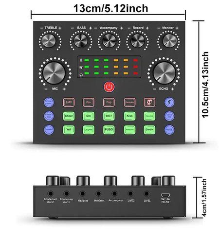 V8S Audio Mixer with Voice changer,Podcast Mixer,Sound Card for Phone Gaming Karaoke Studio Live Streaming Podcast