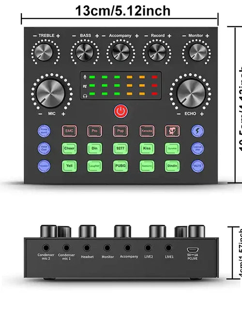 Load image into Gallery viewer, V8S Audio Mixer with Voice changer,Podcast Mixer,Sound Card for Phone Gaming Karaoke Studio Live Streaming Podcast
