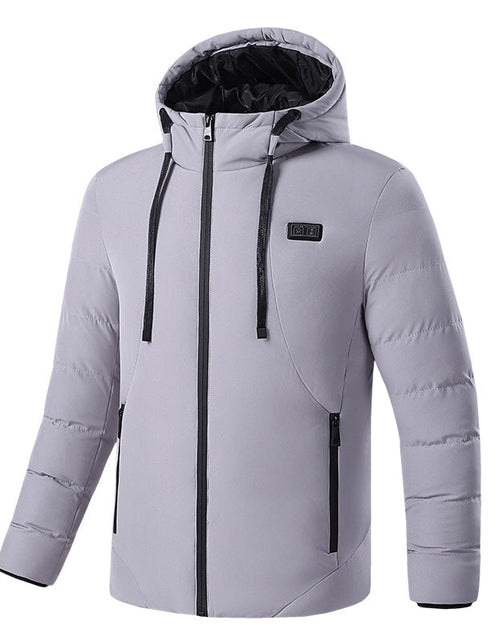 Load image into Gallery viewer, Intelligent constant temperature heating clothing for autumn and winter, suitable for men and women, USB heating, thick solid color hooded heating, warm cotton jacket
