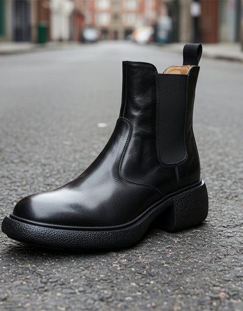 Load image into Gallery viewer, Women’s British-Style Chunky Heel Ankle Boots – Dr. Style Leather Booties for Fall &amp; Winter
