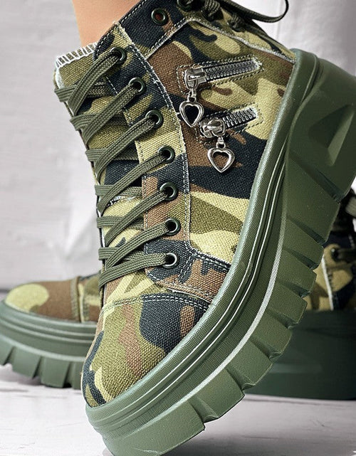 Load image into Gallery viewer, Muffin Heel Side-Zipper &amp; Dual Lace-Up Casual Sneakers for Women
