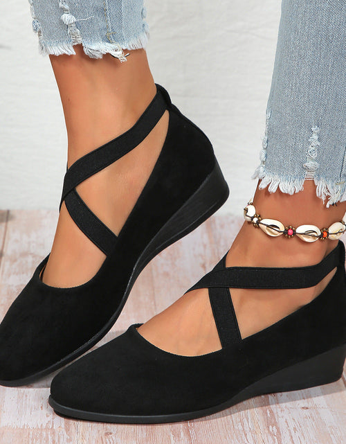 Load image into Gallery viewer, Elastic Band Platform Wedge Pumps – 6 Colors EU 35–43
