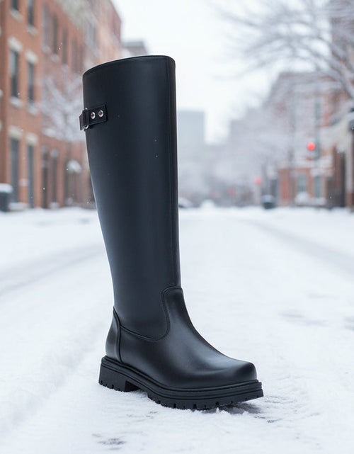 Load image into Gallery viewer, Women’s Retro British-Style Riding Boots – Leather Belt Buckle Knee Boots
