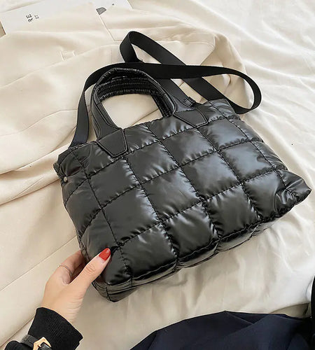 Fashionable Plaid Stitching Shoulder Bag