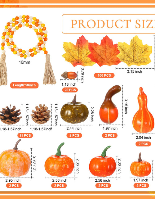 Load image into Gallery viewer, Jutom 148 PCS Fall Artificial Pumpkins Set with Pinecones Acorns Leaves
