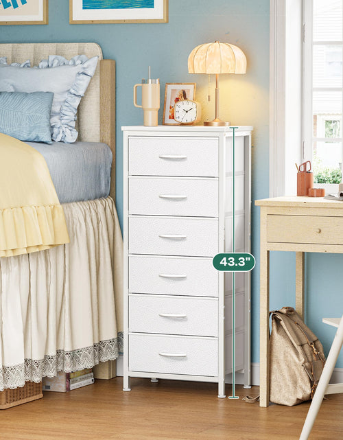 Load image into Gallery viewer, Huuger 43.3" 6 Drawer Fabric Dresser White Metal Frame Bedroom Storage
