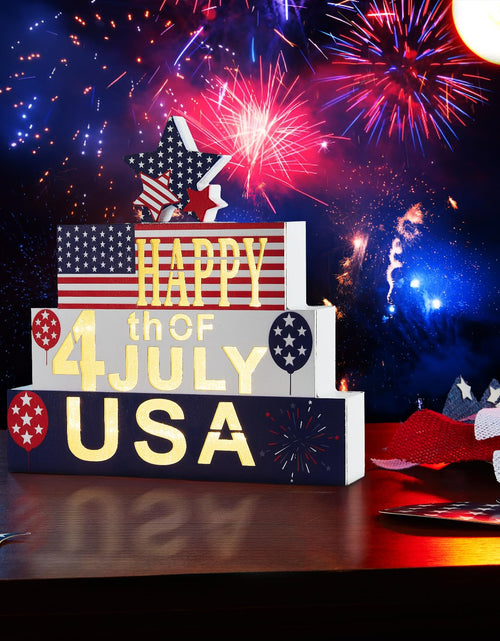 Load image into Gallery viewer, WBao Halloween Wooden Set 9.4in Glowing 3D Letter Battery Powered Red White Blue
