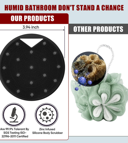 Canroom Silicone Body Scrubber Anti Zinc Infused Exfoliating Black